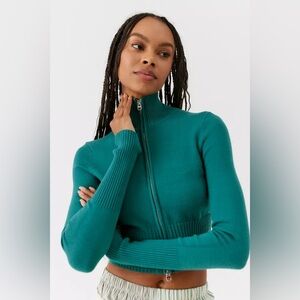 Urban Outfitters Everleigh two-way teal crop sweater